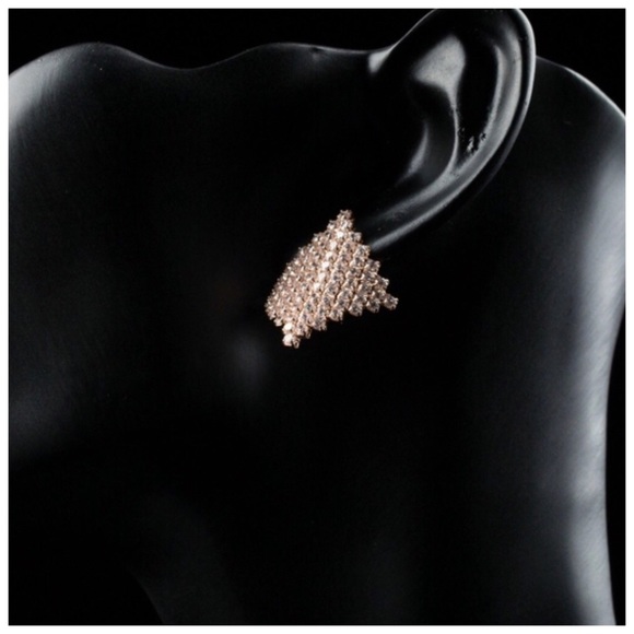 Swarovski Crystals Triangle Statement Earrings - Picture 4 of 4